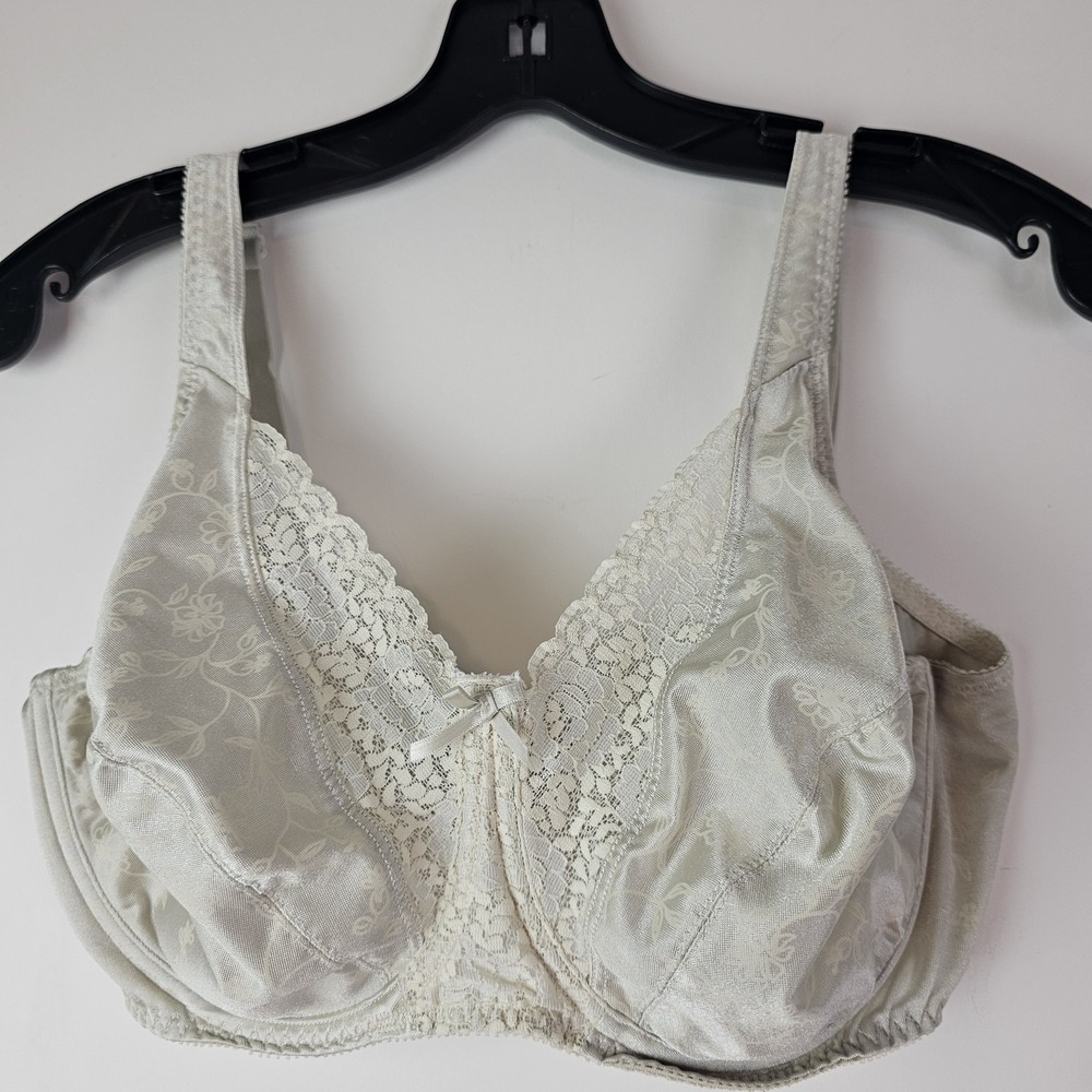 Bali 40D Gray 4422 Vintage Unlined Underwire Lace Satin Bow Bra Retro Lingerie